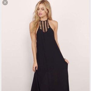 Backless black halter dress